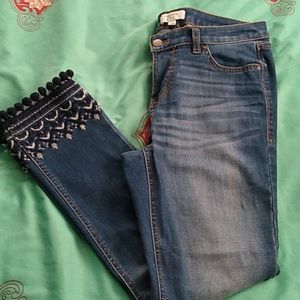 Embroidered Detailed Bottom Jeans